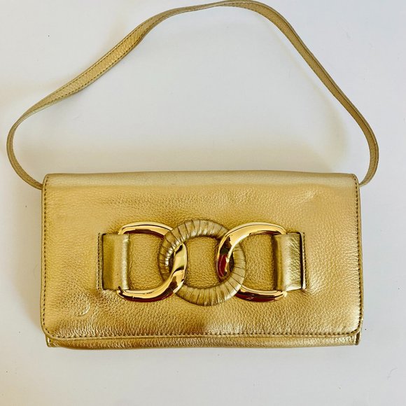 MICHAEL KORS GOLD CLUTCH BAG - Picture 1 of 14